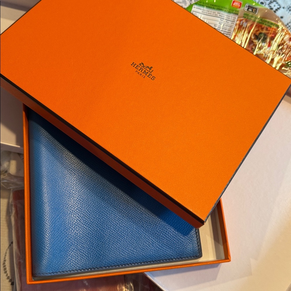 HERMES Agenda(BiG) PM Day Planner Notebook Cover Leather Blue - Picture 1 of 16